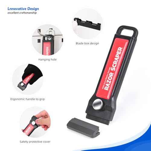 EHDIS 2PCS Plastic Razor Blade Scraper with Blade Storage Box with 20pcs Double Edged Blades for Adhesive,Gasket Labels, Decal and Sticker Remover from Glass,Window