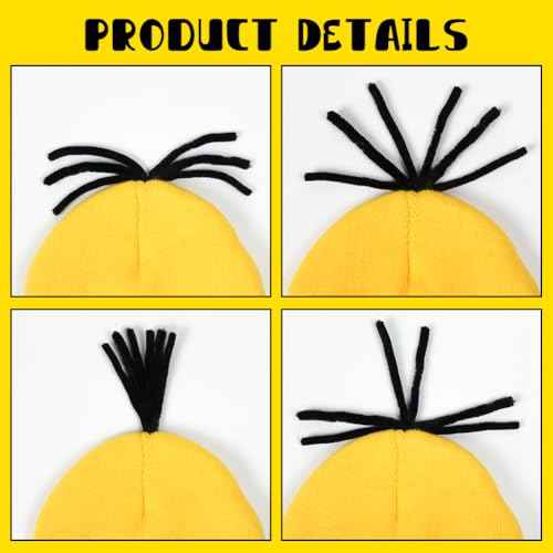 3Pcs Halloween Costume Accessories Adults Steampunk Goggles Glasses Yellow Beanie Hat Black Gloves for Men Women Halloween Cosplay Party