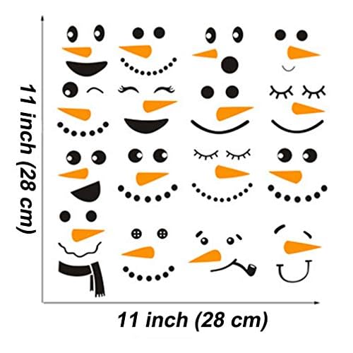 Maydahui 48 Pieces Snowman Face Wall Stickers Cute Christmas Snow Man Wall Decals 11 Inches Refrigerator Stickers Window Cling Decal Xmas Decorations