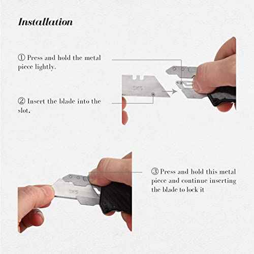 Utility Knife Box Cutter, Pocket Knife, Change Blade Razor Knife, Aluminum Alloy Shell, 5 Extra Blades