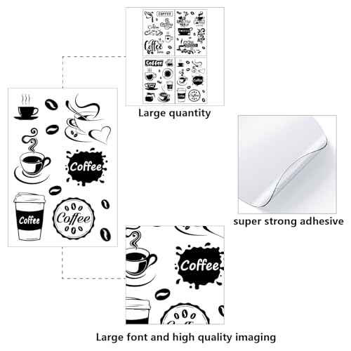 CREATCABIN Coffee Wall Decor Stickers Black Coffee Beans Cups Wall Decals Removable DIY Vinyl Art Sticker Decor Station Decorations Signs for Kitchen Shop Cafe Pub Office 22.8x15.8Inch