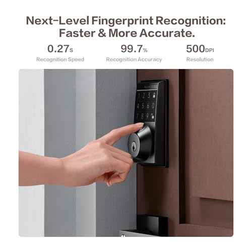 Keylynx 4-in-1 Smart Door Lock with APP Control, Fingerprint Door Locks with Keypad Deadbolt, Keyless Entry Door Lock with Auto-Locking, 16-Month Battery Life Deadbolt Lock, Easy Installation