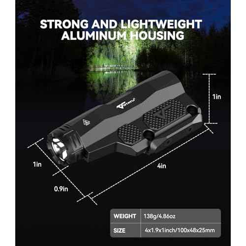 VOTATU ML50 Picatinny/Mlok Flashlight for Rifle, Max 2400 Lumens Weapon Light with Pressure Pad Switch, Rechargeable Flashlight and Tactical Strobe High/Low Mode