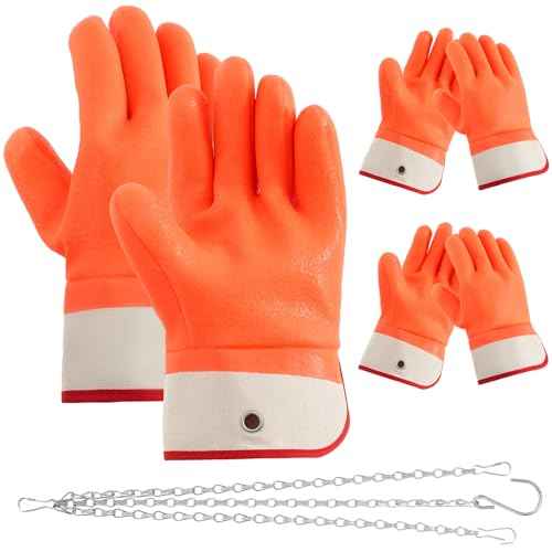2 Pairs Propane Cylinder Handling Gloves with Chains Double Dipped PVC Forklift Propane Gloves Men Work Waterproof