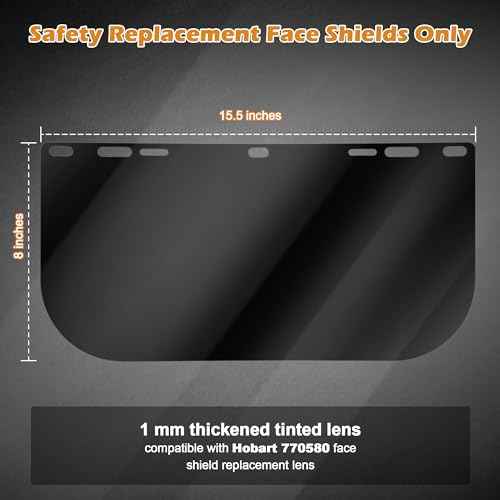 Feekoon 6 Pack Face Shield Replacement Lens, 15.5'' x 8'' Tinted Full Face Shield Compatible with Hobart 770580, Protective Safety Visor Replacement for Welding, Grinding, DIY, Cosplay Helmet