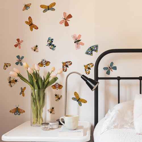 Watercolor Butterfly Wall Decals Peel and Stick, Wall Stickers for Girls Room, Boho Butterfly
