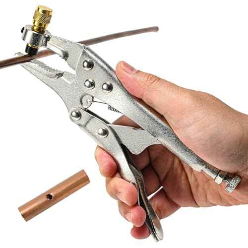 Refrigerant Recovery Plier, Refrigeration Tube Piercing Puncture Hand Tool, Refrigeration Line Steel Locking Plier for Air Conditioner Welding Tool (1/4¡± SAE Interface)