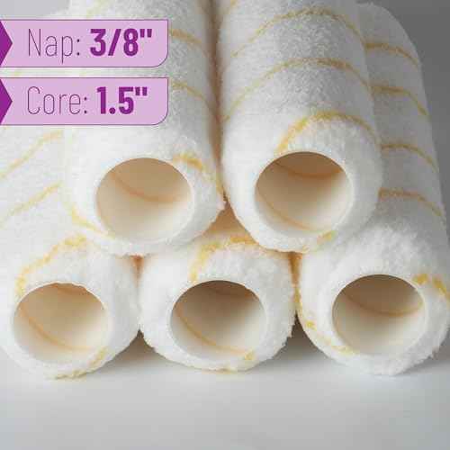 Bates- Paint Roller Covers, 9" x 3/8", 6 Pack, Yellow Stripes, Covers for Paint Rollers 9 Inch, 9 Inch Paint Roller Covers, Paint Roller Cover, Paint Roller Covers 9 Inch, Large Paint Roller Covers