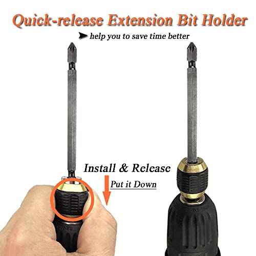 Mesee 3 Pcs Self-locking Drill Bit Holder 50mm, 1/4 Inch Hex Shank Extension Rod Screwdriver Bit Holder Set Quick Release Chuck Adapter Connector for Power Drill Tool