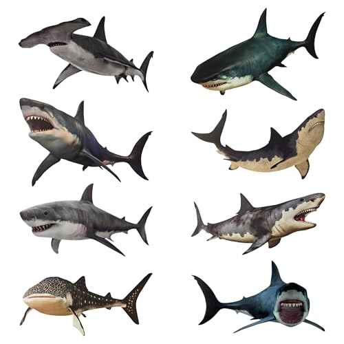 8 Pieces of Shark Wall Stickers for Marine Animals, Easy to Peel and Post, Suitable for Children's Bedrooms, Classrooms, and Parties