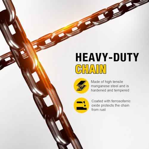 YELLOW JACKET Hand Chain Hoist 1 Ton 2200 Lbs Capacity Chain Block, 10 Feet with 2 Heavy Duty Hooks for Warehouse Automotive Machinery, Manual Chain for Lifting Good, Yellow