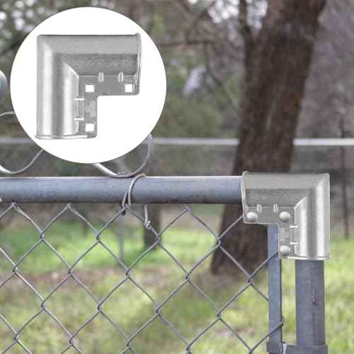 Acrux7 8 Pack Aluminum Chain Link Fence Gate Corners for 1-3/8" x 1-3/8" Outdoor Diameter Pipe, Chain Link Fence Parts Gate Elbow, Pressed Gate Corner, Bolts and Nuts Included