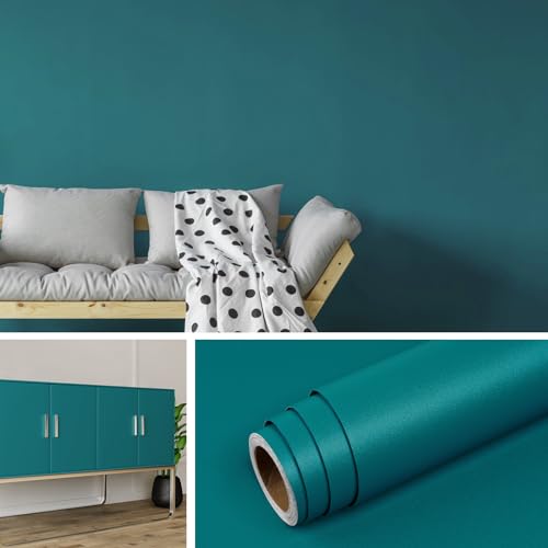 Livelynine Teal Wallpaper Peel and Stick Teal Contact Paper for Cabinets Desk Removable Green Blue Wallpaper Stick on Wall Paper Roll for Bedroom Adults Kids Room Girls Boys Dorm 15.8x78.8 Turquoise