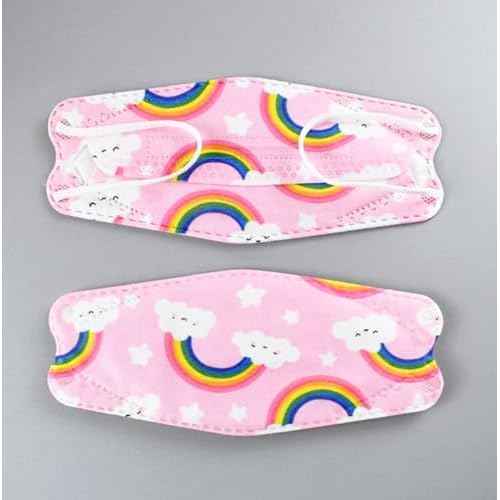 Face Mask for Kids 50 PCS, 4 Layer Disposable Face Masks with Designs for Children, Cute Face Masks, Clouds Print