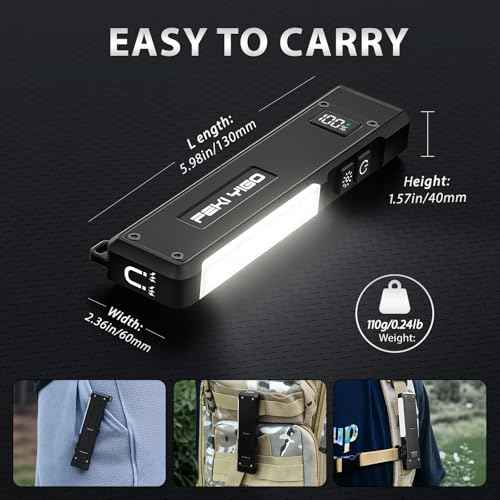 Feki Yigo G02 EDC Rechargeable Flat Flashlight 1800 Lumens White LED/UV/RGB Signaling Flashlights, Waterproof Magnetic Clip on Flashlight for Outdoor Home Emergencies, Camping Essentials(Orange)