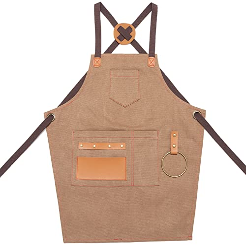 NEOVIVA Heavy Duty Work Apron for Kid Boys with Pockets and Adjustable Cross-back Straps