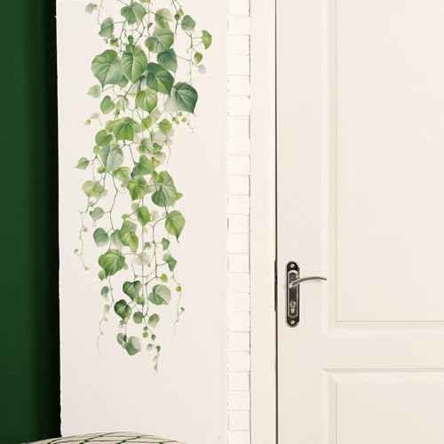 Green Plant Vine Wall Sticker - Evergreen Ivy Leaves for Bedroom & Living Room - 22x28.7 Inch
