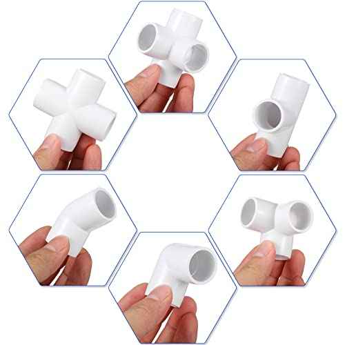Xuniea 42 Pieces 1 Inch PVC Pipe Fittings Elbow Set Tent Connection Tee Heavy Duty PVC Elbow Fittings for Greenhouse Shed Pipe, Furniture Build and More