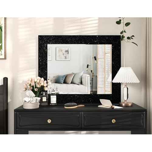 WESTICK Black Glitter Wallpaper Border Roll Self Adheaive Sparkle Bulletin Board Borders Decorative Trim Poster Borders for Classroom Blackboards School Bathroom Mirror Dresser Desk Gift DIY 4" x 160"