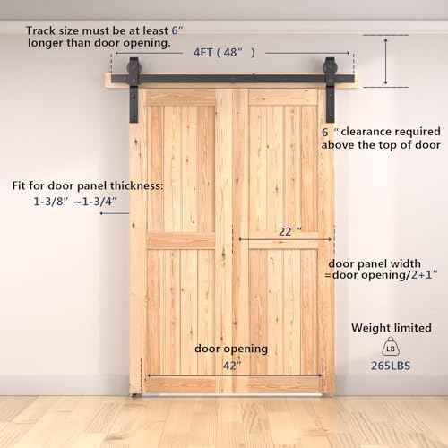 48" Bifold Barn Door Hardware Kit - Fit for 2 Bifold Doors, Black Plastic Spraying, Folding Push-Pull, Thickened Carbon Steel - Sturdy & Durable - Anti-Skipping Design (zdm-48-2)