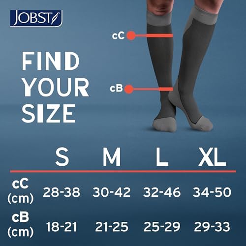 BSN Medical 7529012 JOBST Sock, Knee High, 20-30 mmHg, Closed Toe, Large, Blue/Grey