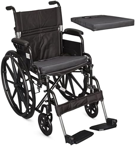 Ziggo 18” Seat Width Pediatric Wheelchair for Kids & Children, Lightweight, Manual Folding Wheelchair w/Safety Belt, Swing-Away Foot Support w/Straps, Desk Length Arm Rests, Free Cushion Accessory
