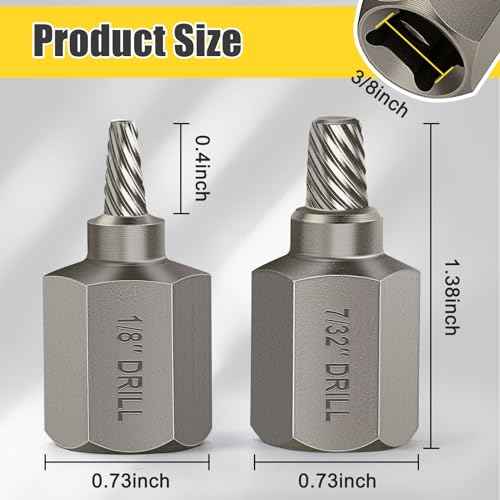 Topec Double Head Screw Extractor Set, Newest Version 3/8¡± Drive 2-in-1 Functional Easy Out Bolt Extractor, 2PC,1/8 & 7/32
