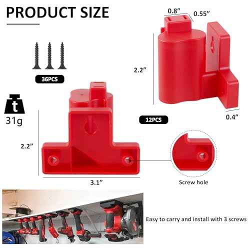 12Pack M12 Tool Holder For Milwaukee Tool Mount Power Tool Hanger Wall Mount Drill Organizer With Screws For Milwaukee M12 12V Tools (No 3D Printed)