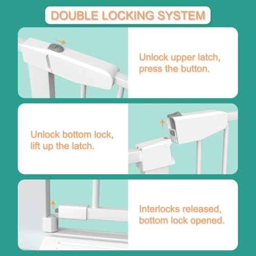 Fairy Baby 25.6-28.3 Inch Narrow Easy Install Baby Gate, Metal Safety Child Gate for Doorways, No Drilling Pressure Mounted Pet Gate for Small Stairs, No Extensions, White