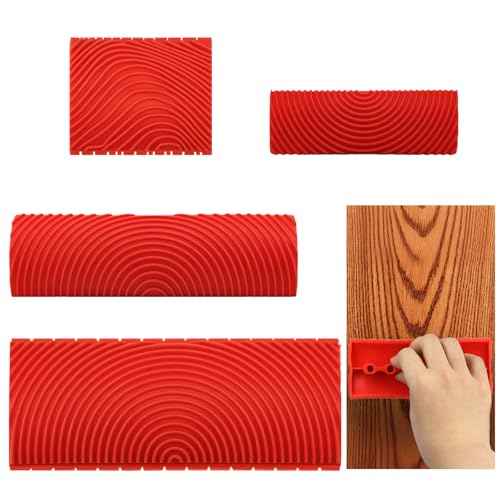 4 PCS Wood Grain Tool£¬Rubber Wood Graining Painting Tool, DIY Grain Painting Tool for All Surfaces and Wall Room Art Decoration, Household Wall Art Paint