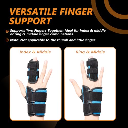 2 Finger Splint for Trigger Finger, Broken Fingers, Knuckle Sprains - Double Finger Support for Index, Middle, Ring Finger, Unisex Sizes, Right Hand, M