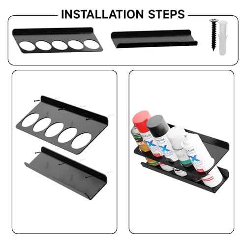Acrylic Spray Can Holder Rack, Tilt Wall Mount Spray Paint Storage, 5 Can Spray Bottle Holder for Garage and Workspace,Spray NOT Include (Black)