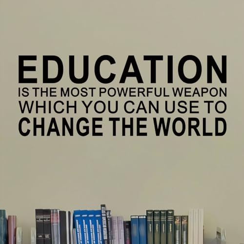 Motivational Quotes Wall Stickers for Classroom: Inspirational Vinyl Art Wall Decals for Library School - Education Change The World 23" X 9"