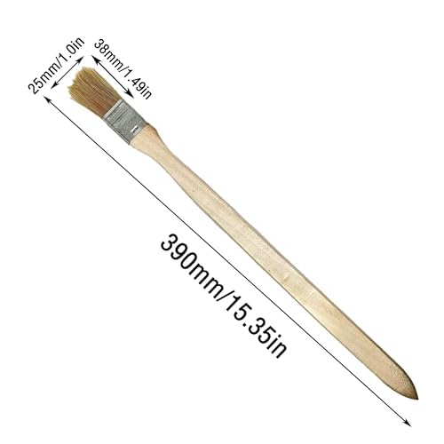 2 Pcs Straight Head Paint Brush Pig Hair with Long Wooden Handle,Wood Handle Metal Hoop Straight Head Paint Brush Beige White(Brush Head Width 25mm/1.0in)