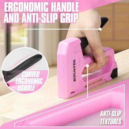 Light Duty Staple Gun for Wood, Pink Upholstery Staple Gun Kit with 2000pcs JT21 Staples 1/4, 5/16, 3/8 inch and Staple Remover, Stapler Gun for Crafts, DIY, Classroom, Decoration