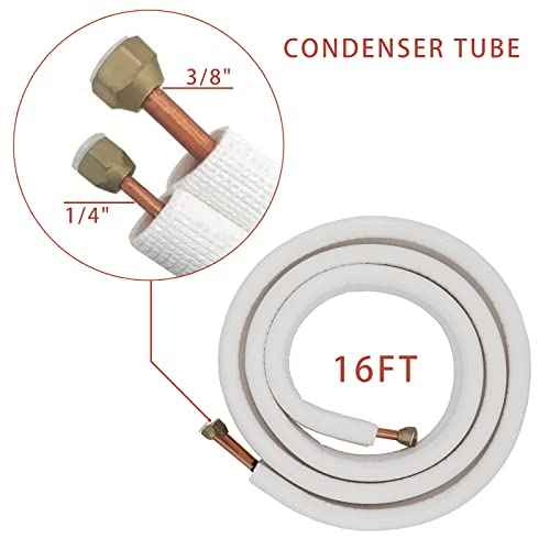 Mini Split Line Set 1/4" & 3/8" Insulated Copper Aluminum Line Set -16FT Copper Aluminum Pipes,Mini Split Air Conditioner (1/4+3/8)