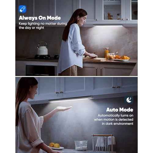 5-Pack 12in Under Cabinet Lighting, Upgraded 2500mAh Rechargeable Under Cabinet Lights Wireless, LED Motion Sensor Light Indoor Closet Lights Under-Counter Light Fixtures for Kitchen, Hallway