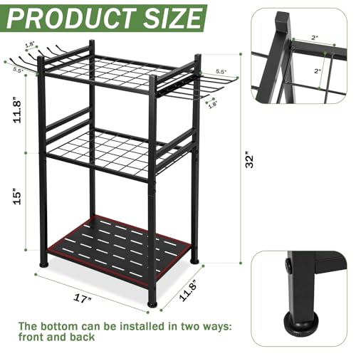 GMAK Garden Tool Organizer, Heavy Duty Garage Tool Storage Rack Utility Yard Tool Tower Rack with Large Hooks for Shed Garage Storage and Organization, for Long Handle Tools, Rake, Brooms, Shovel