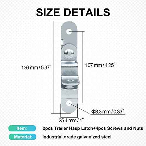 Cargo Trailer Door Latch Hasp Keeper for Ramp Padlock Race Bar Lock Handle Enclosed Car Hauler (Industrial Grade Steel, Comes with Screws and Waterproof Nuts)