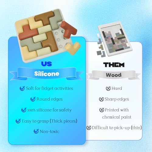 Silicone Shape Puzzles for Dementia, Alzheimers Activities & Fidget Toys for Elderly, Cognitive Matching Games, Stimming Toys for Autism Adults, Gift Toys for People with Alzheimers