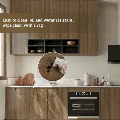Abyssaly Wood Contact Paper- Walnut Wood Peel and Stick Wallpaper for Cabinets - Self Adhesive Waterproof Wood Grain Wall Paper Easy to Clean for Furniture Countertops Drawer Shelf Liner 15.7" x 118"