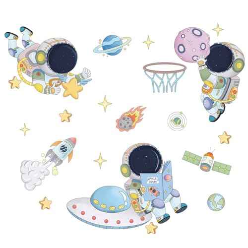 Space Decor Astronaut Wall Stickers Murals & Decals Space Theme Bedroom Classroom Playroom Sticker Outer Spaces Room Decor Spaces Wallpaper Planet Wall Decals for Boys Girls Room