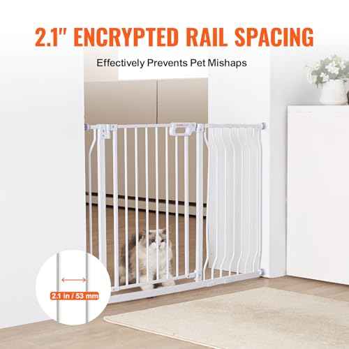 VEVOR 29.5-46" Extra Wide Baby Gate for Stairs, Auto Close Dog Gate for The House, Easy Install Pressure Mounted Pet Gates for Doorways, Easy Walk Thru Wide Safety Gate for Dog, White