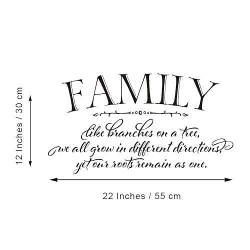 Family Like Branches on a Tree we All Grow in Different Directions Yet Our Roots Remain as one - Pure Black Vinyl Wall Decals Quotes Handwriting Seperated Art Letters Wall Sayings Home D?cor
