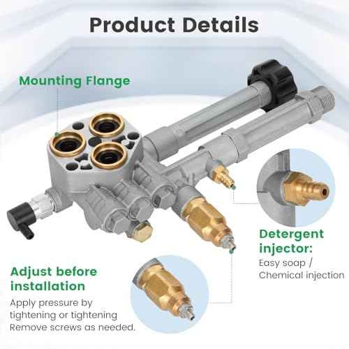 Pressure Washer Pump Head Assembly AR43361,Troy Bilt SRMW2.3G28 SRMW2.4G28 Pumps, AR43361 Pressure Washer Pump Head, Replacement for Annovi Reverberi Toro for Troy Bilt with Unloader and Relief Valve