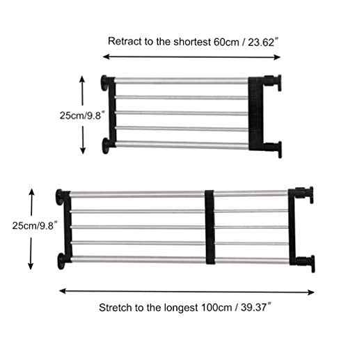 BAOYOUNI Expandable Closet Shelf Tension Rod Clothes Hanger Storage Rack Adjustable DIY Shelving Unit Cabinet Kitchen Bathroom Divider Separator Organizer, Black