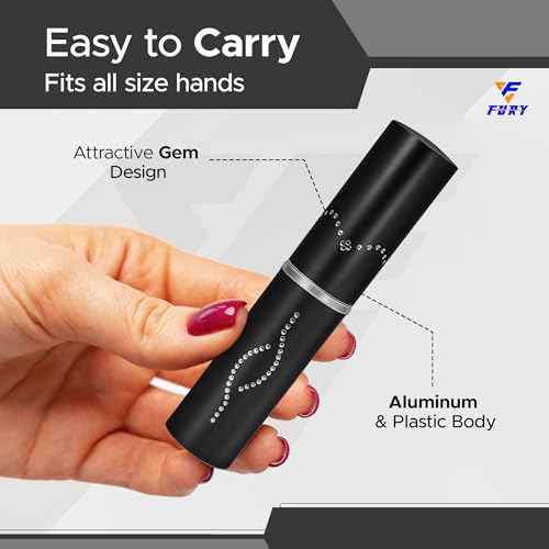 FuryUSA Lipstick Stun Gun - Womens Stun Gun, Metal Casing Self-Defense, Rechargeable Battery, Max Strength, 120 lumens, Built-in Flashlight, Stylish, Expert-Trusted