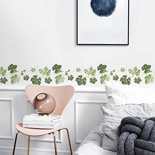 Green Vine Wall Stickers, Evergreen Ivy Leaves Hanging Tree Vine Wall Decals Peel and Stick for Living Room Bedroom Sofa TV Backdrop Wall Decoration