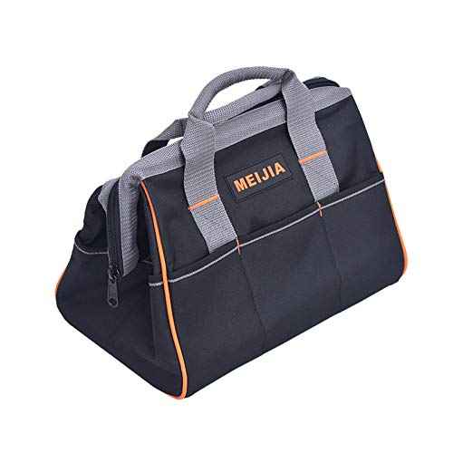 MEIJIA Tool Bags Waterproof Multi-Compartment Pocket Tradesman's Wide Mouth Storage Tool Bag,Fit for Home,Workshop,Job Site (13")
