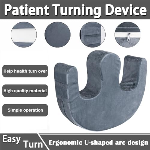 Sexysamba Bedridden Patient Turning Device with Fixing Strap Elderly Assistance Products Bed Rest Leg Pillow Patient Lift Aid Flannel Multifunctional Anti-Decubitus Nursing Products, Gray